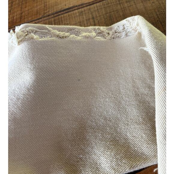 Womens‎ POL Cream Light Beige Fringe Raw Hem Cropped Denim Jacket Size M - Picture 6 of 13